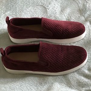 Call it Spring Burgundy Fabric Slip On Sneakers